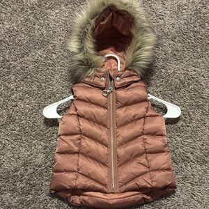 TODDLER- Stylish Hooded Puffer Vest with Faux Fur Trim